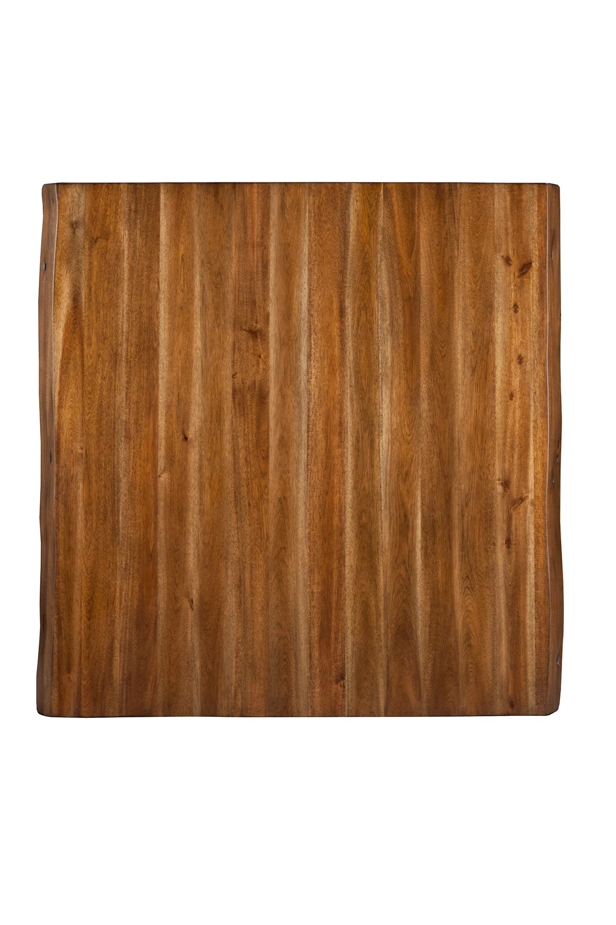Alpine Furniture Live Edge Solid Wood Pub Table w/Metal Legs, Light Walnut