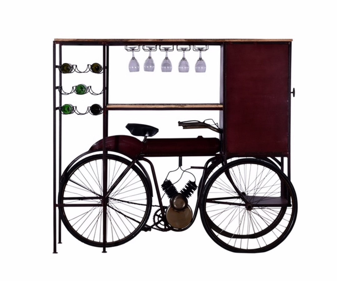 HomeRoots 17" X 58.5" X 67.5" Maroon Tricycle Delivery Bar