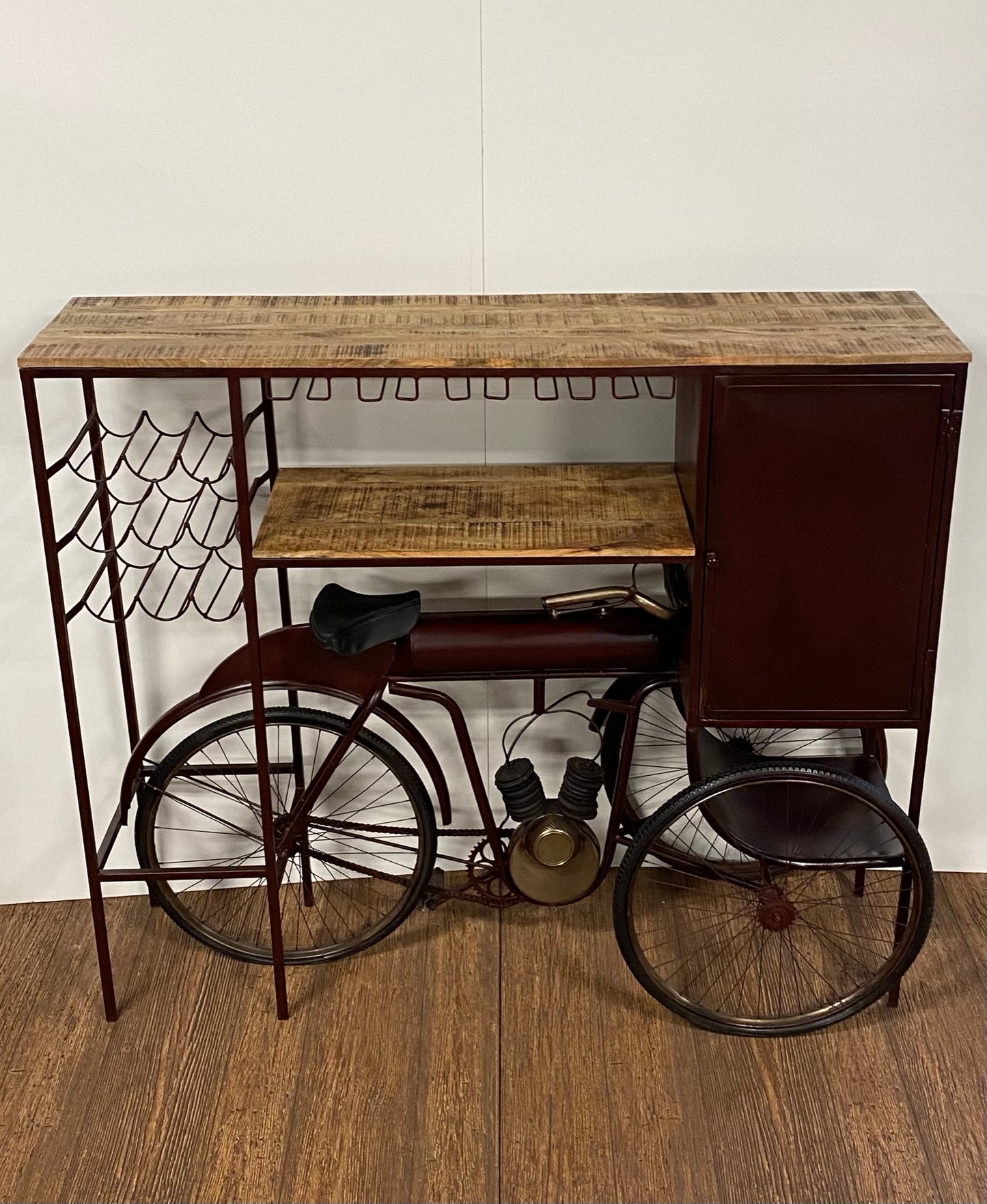 HomeRoots 17" X 58.5" X 67.5" Maroon Tricycle Delivery Bar