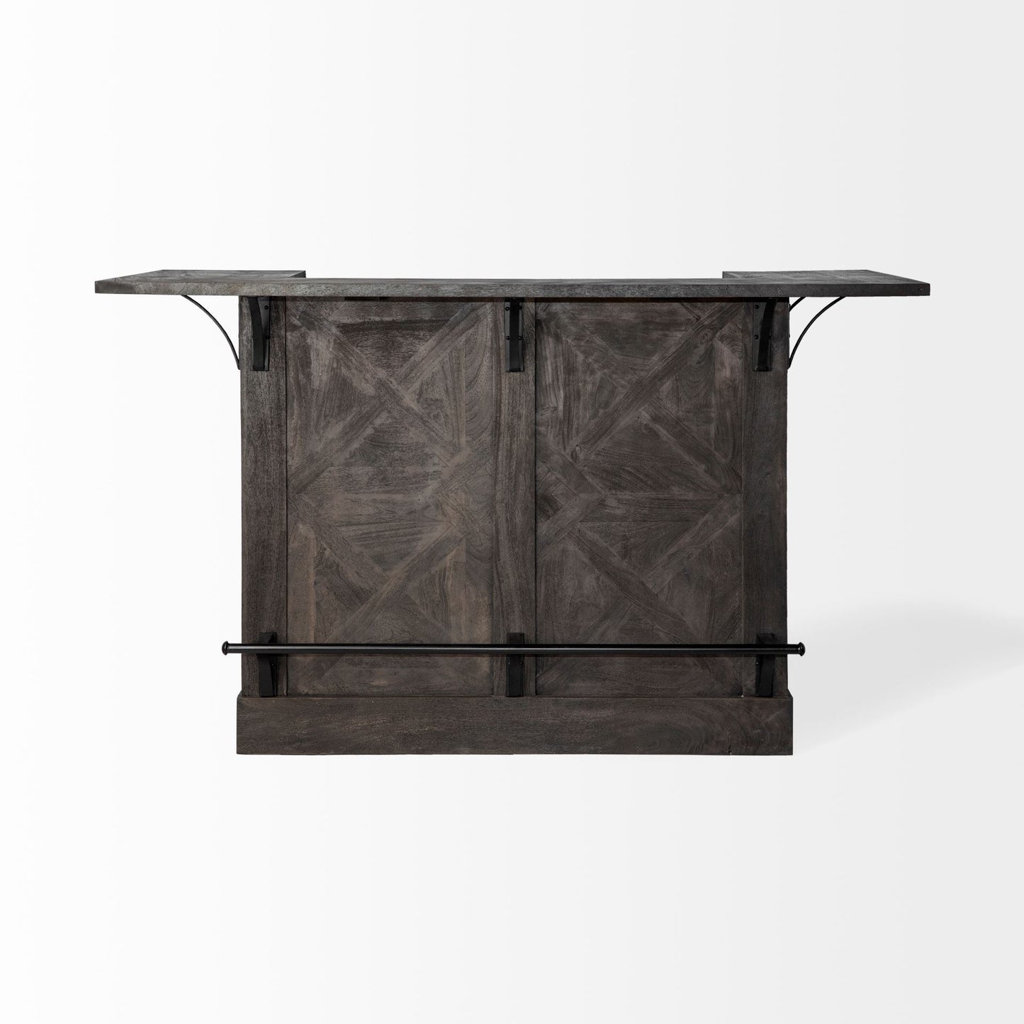 HomeRoots Gray Solid Wood Kitchen Island With Wine Bottle Storage