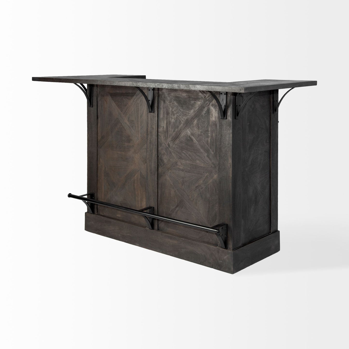 HomeRoots Gray Solid Wood Kitchen Island With Wine Bottle Storage