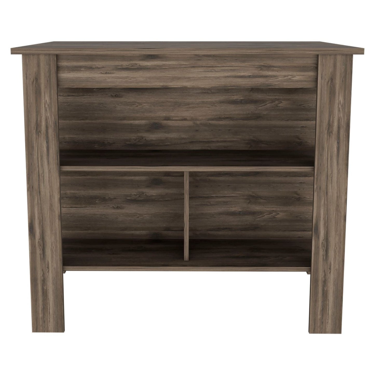HomeRoots Brown Kitchen Island with Three Storage Shelves
