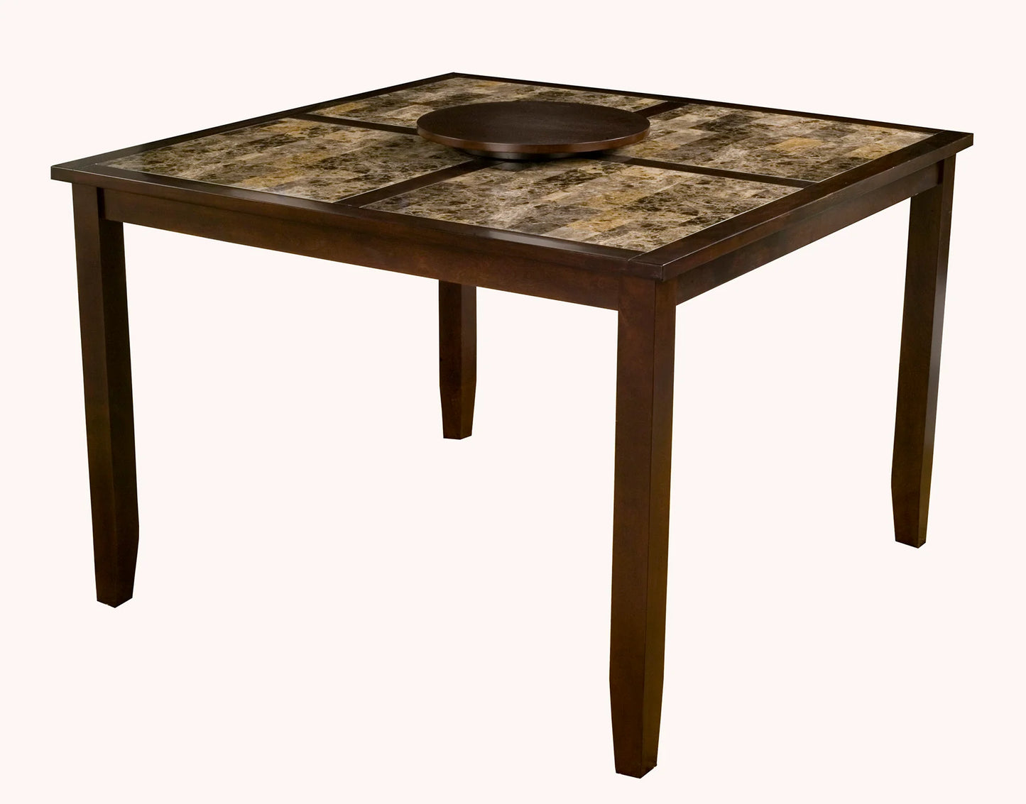 Alpine Furniture Capitola Faux Marble Large Pub Table w/ Removable 18" Lazy Susan, Espresso