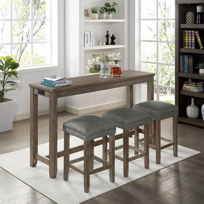 Furniture of America Sabana 4-Piece Counter Height Dining Set in Antique Gray